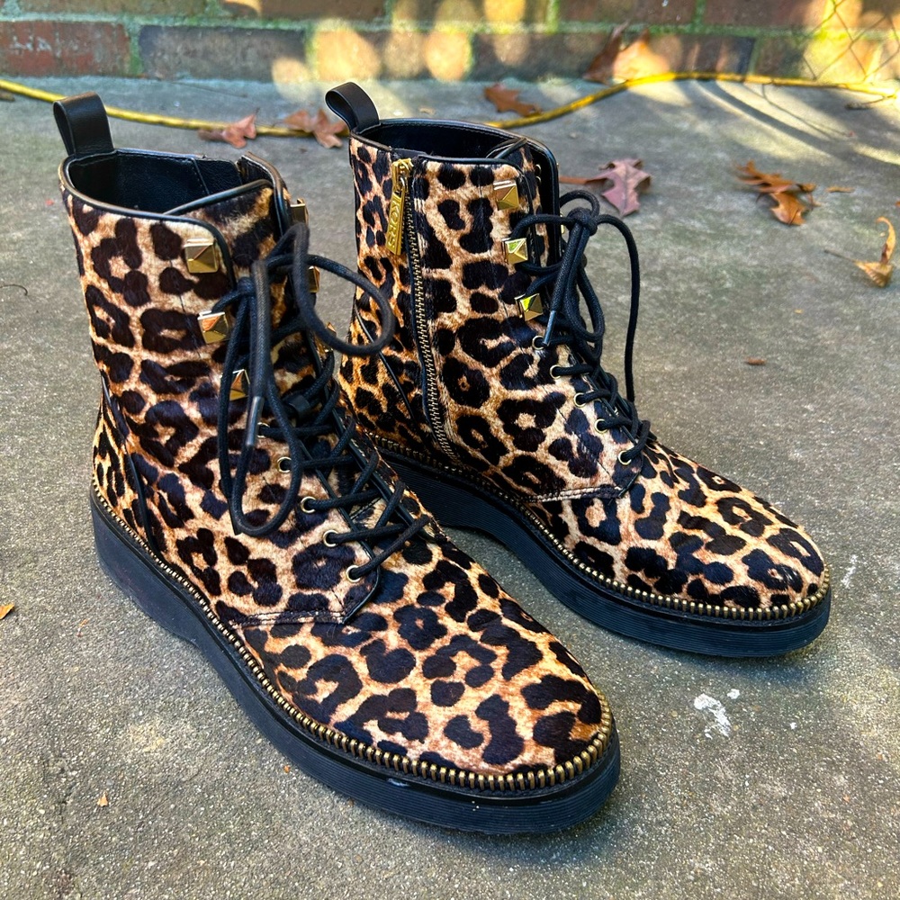 Michael Kors calf hair cheetah print platforms